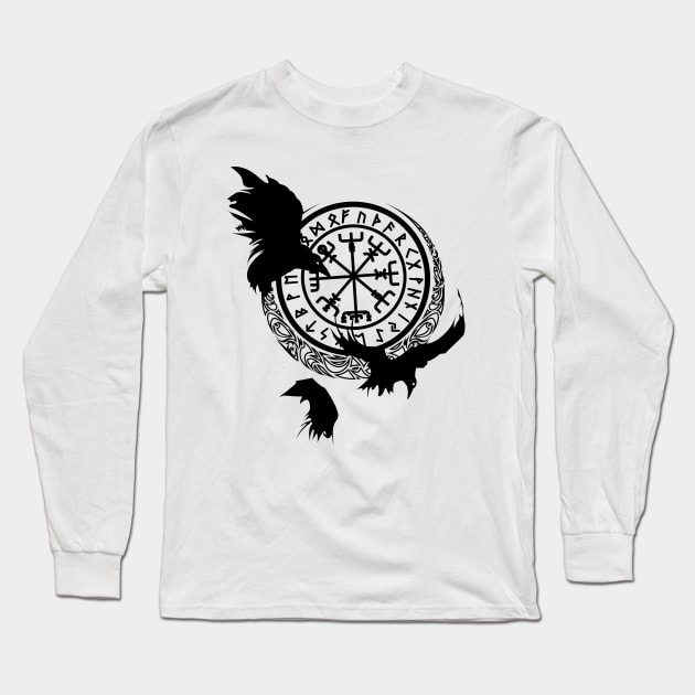 Odins Raven - Viking Runes - Norse Mythology T-Shirt Long Sleeve T-Shirt by soloartid